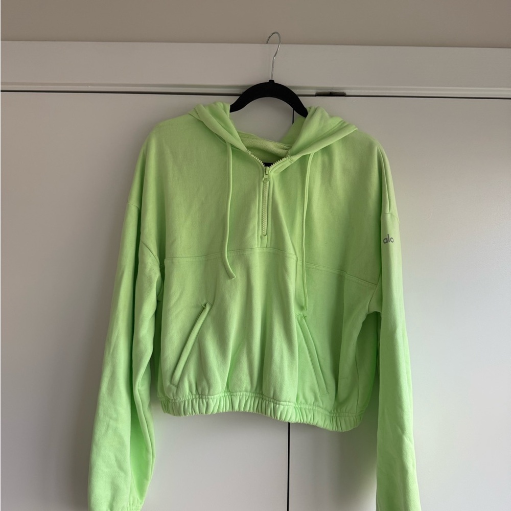 ALO Yoga Neon Green Women's 1/4-Zip Hoodie